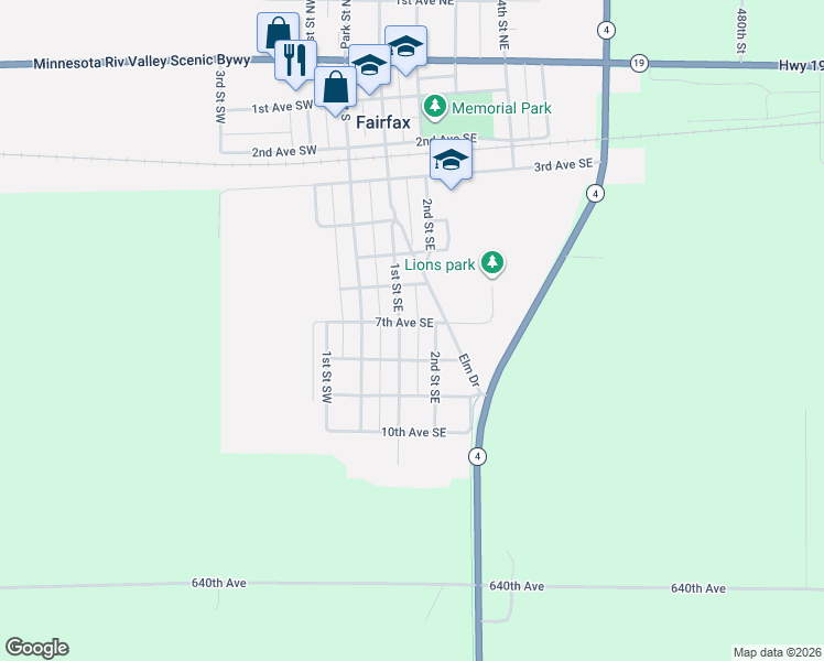map of restaurants, bars, coffee shops, grocery stores, and more near 701 2nd Street Southeast in Fairfax
