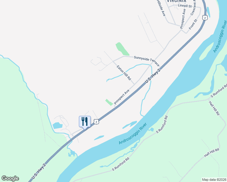 map of restaurants, bars, coffee shops, grocery stores, and more near 986-1000 Prospect Avenue in Rumford