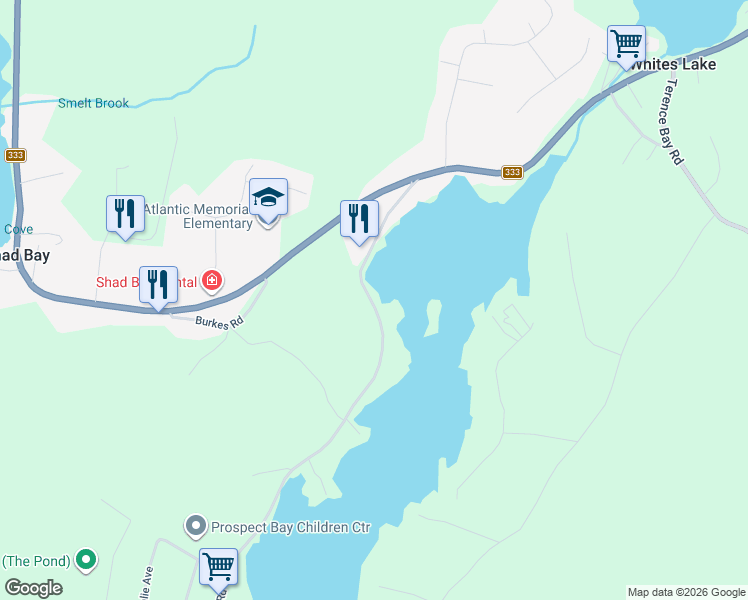 map of restaurants, bars, coffee shops, grocery stores, and more near 106 Upper Prospect Road in Prospect Bay