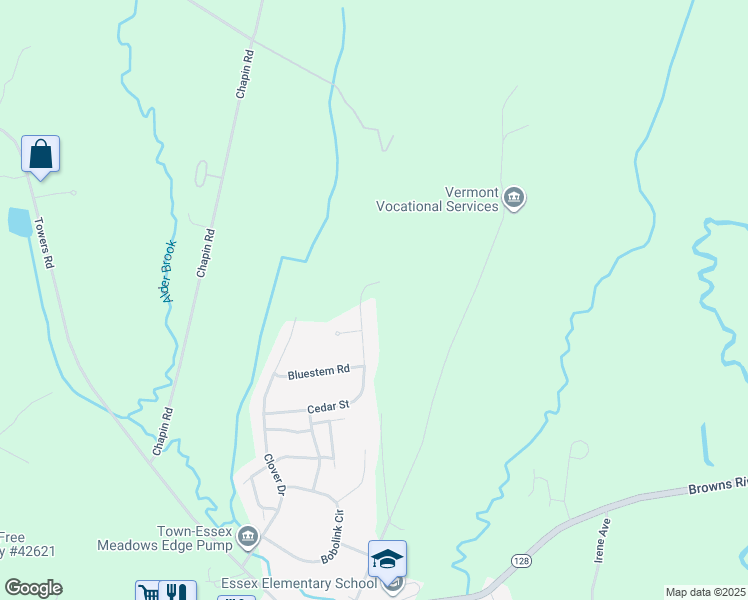 map of restaurants, bars, coffee shops, grocery stores, and more near 37 Cedar Street in Essex