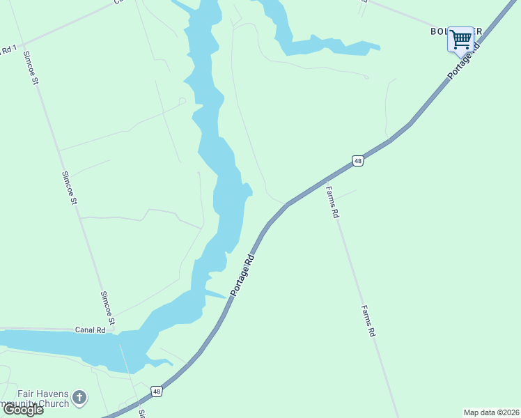map of restaurants, bars, coffee shops, grocery stores, and more near 115 Portage Road in Kawartha Lakes