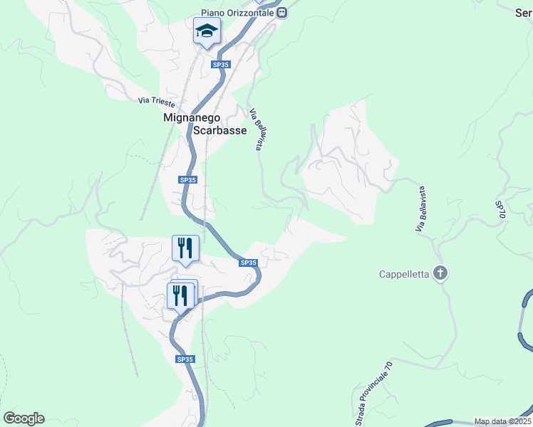 map of restaurants, bars, coffee shops, grocery stores, and more near 10A Via Bellavista in Città Metropolitana di Genova
