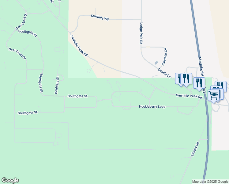 map of restaurants, bars, coffee shops, grocery stores, and more near Strawberry in Island Park
