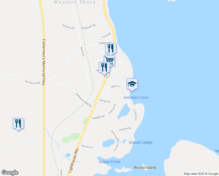 map of restaurants, bars, coffee shops, grocery stores, and more near 7 Willow Lane in Chester Basin
