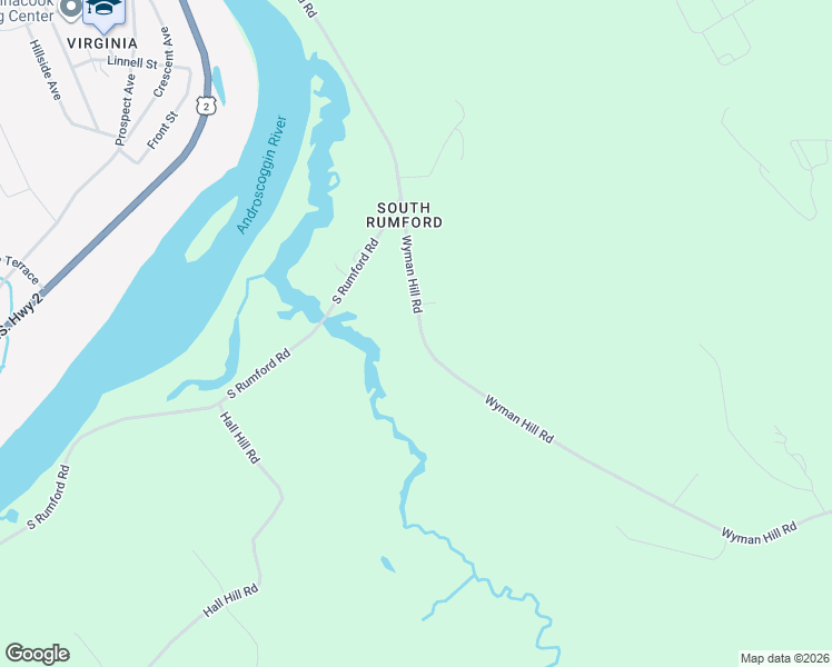 map of restaurants, bars, coffee shops, grocery stores, and more near 24 Wyman Hill Road in Rumford