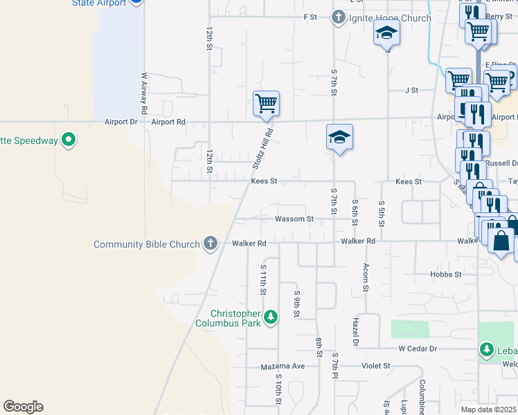 map of restaurants, bars, coffee shops, grocery stores, and more near 979 Wassom Street in Lebanon