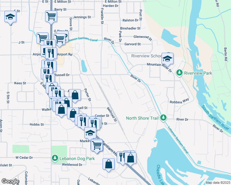 map of restaurants, bars, coffee shops, grocery stores, and more near 2324 May Lane in Lebanon