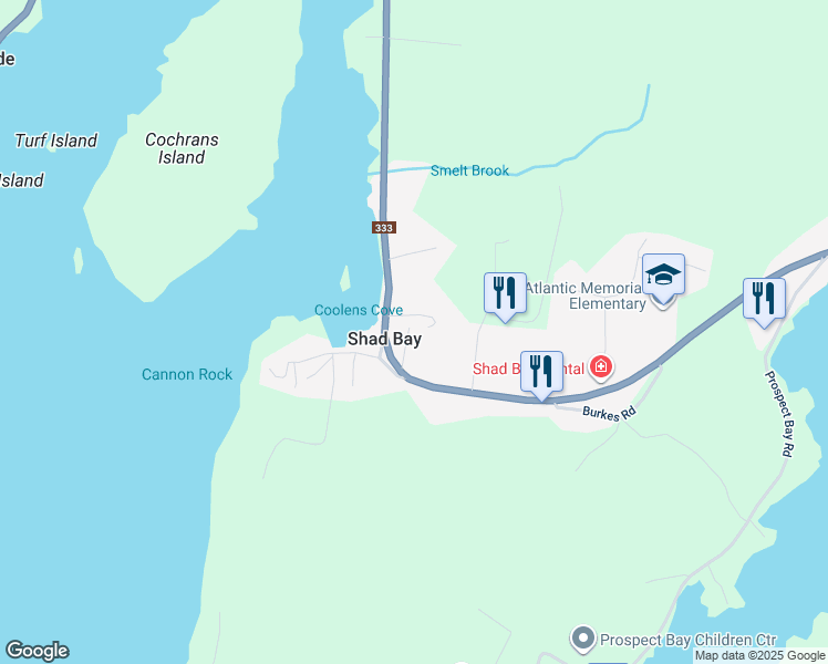 map of restaurants, bars, coffee shops, grocery stores, and more near 59 Churchill Drive in Shad Bay