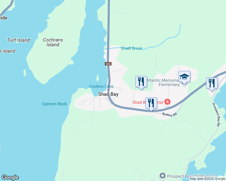map of restaurants, bars, coffee shops, grocery stores, and more near in Shad Bay