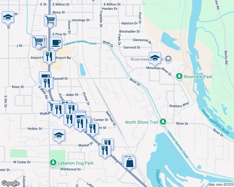 map of restaurants, bars, coffee shops, grocery stores, and more near 2324 May Lane in Lebanon