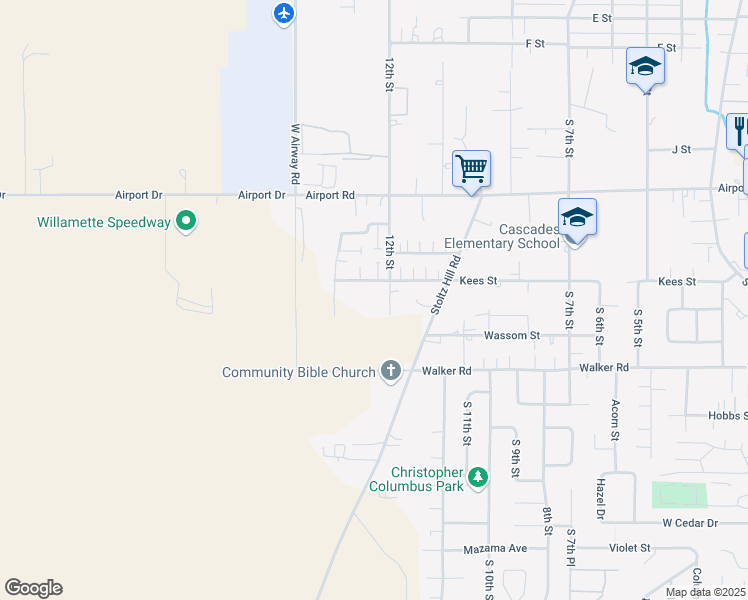 map of restaurants, bars, coffee shops, grocery stores, and more near 2400 South 12th Street in Lebanon