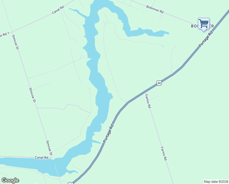 map of restaurants, bars, coffee shops, grocery stores, and more near 115 Portage Road in Kawartha Lakes
