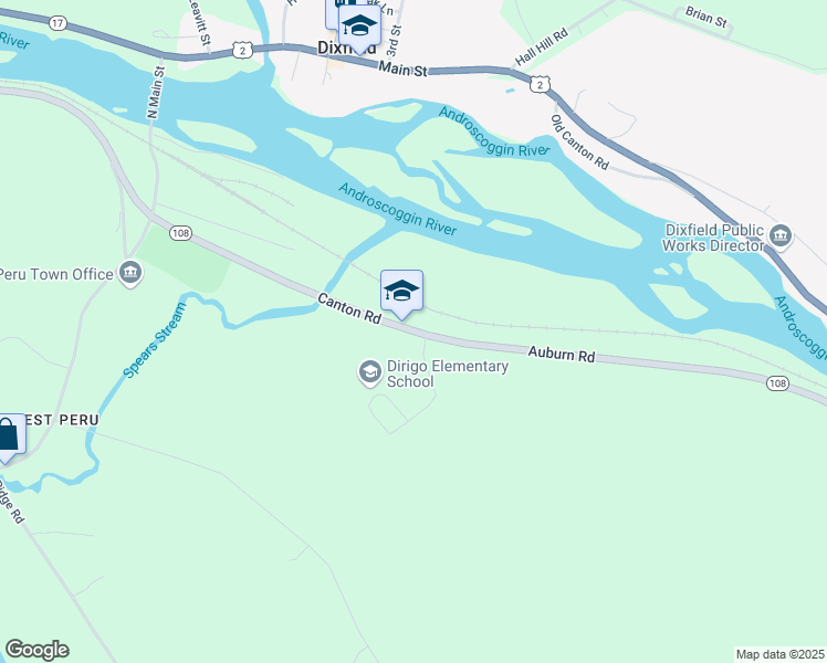 map of restaurants, bars, coffee shops, grocery stores, and more near 192 Auburn Road in Peru