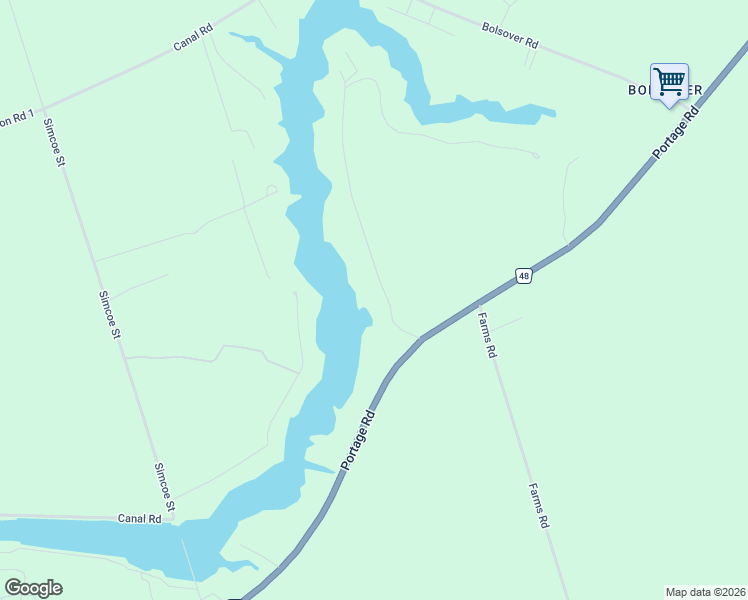map of restaurants, bars, coffee shops, grocery stores, and more near 115 Portage Road in Kawartha Lakes