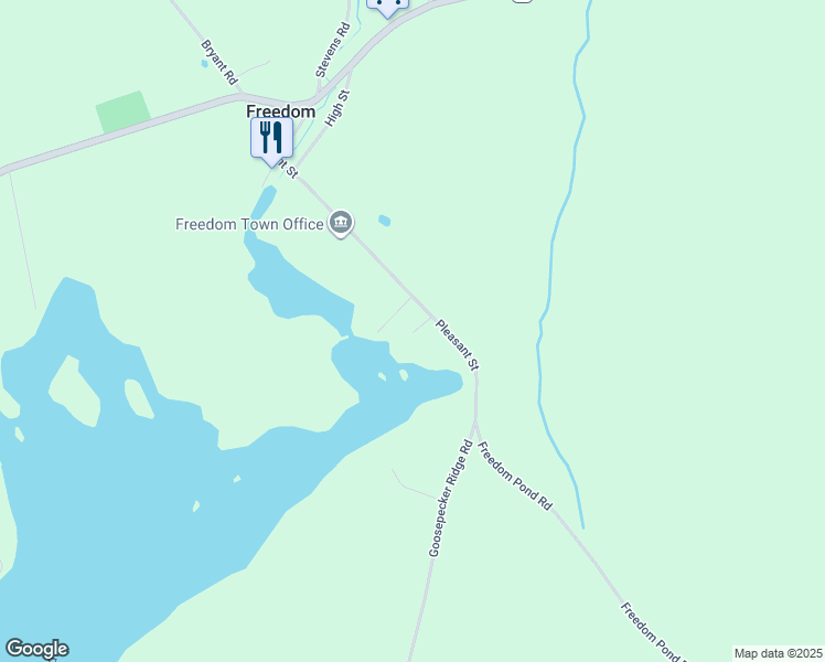 map of restaurants, bars, coffee shops, grocery stores, and more near 117 Pleasant Street in Freedom