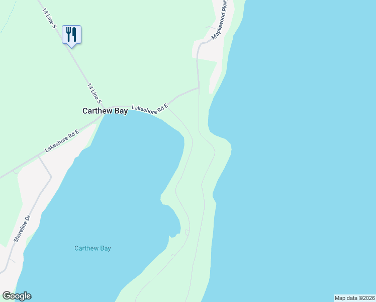 map of restaurants, bars, coffee shops, grocery stores, and more near 249 Eight Mile Point Road in Orillia