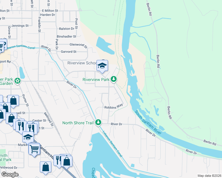 map of restaurants, bars, coffee shops, grocery stores, and more near 2289 Robbins Way in Lebanon