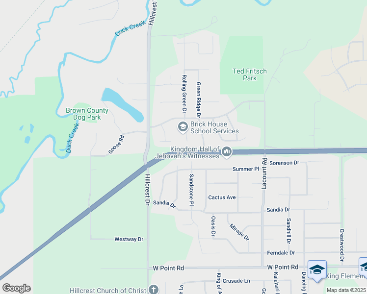 map of restaurants, bars, coffee shops, grocery stores, and more near 1016 Rolling Green Drive in Green Bay