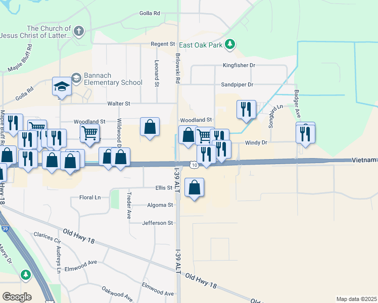 map of restaurants, bars, coffee shops, grocery stores, and more near 5620 U.S. 10 in Stevens Point