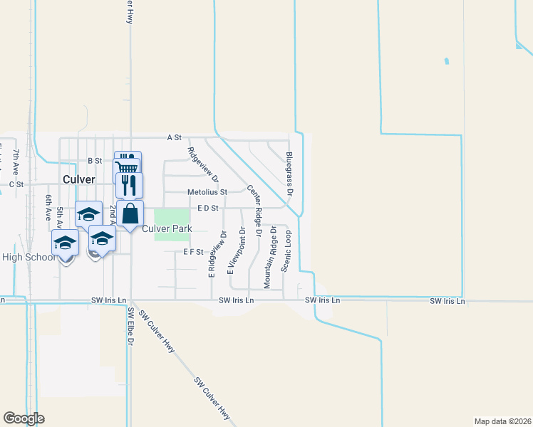 map of restaurants, bars, coffee shops, grocery stores, and more near 661 East D Street in Culver