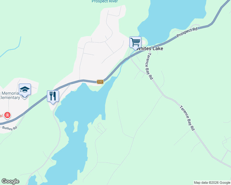 map of restaurants, bars, coffee shops, grocery stores, and more near 168 Hargrove Lane in Whites Lake