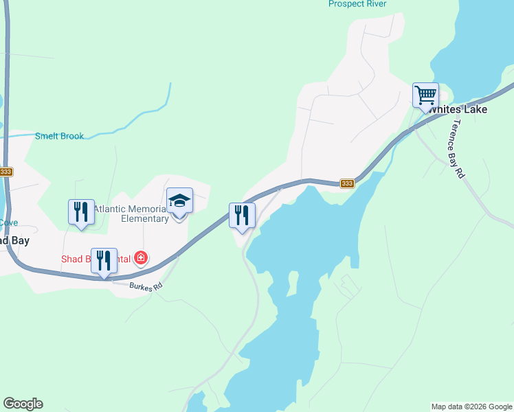 map of restaurants, bars, coffee shops, grocery stores, and more near 3525 Lighthouse Route in Shad Bay