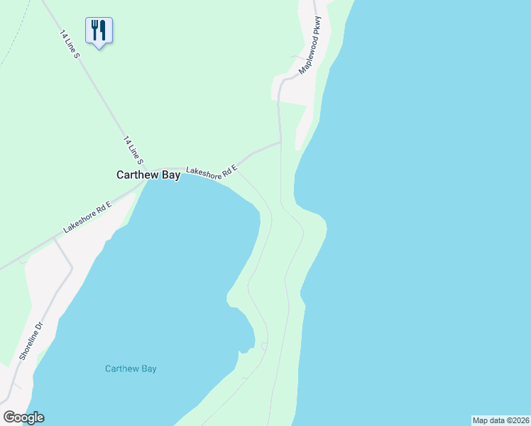 map of restaurants, bars, coffee shops, grocery stores, and more near 249 Eight Mile Point Road in Orillia