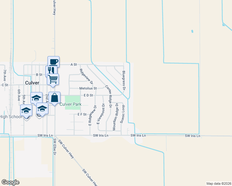 map of restaurants, bars, coffee shops, grocery stores, and more near 661 East D Street in Culver