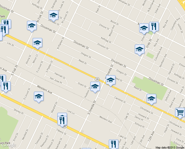 map of restaurants, bars, coffee shops, grocery stores, and more near 1204 Shawano Avenue in Green Bay