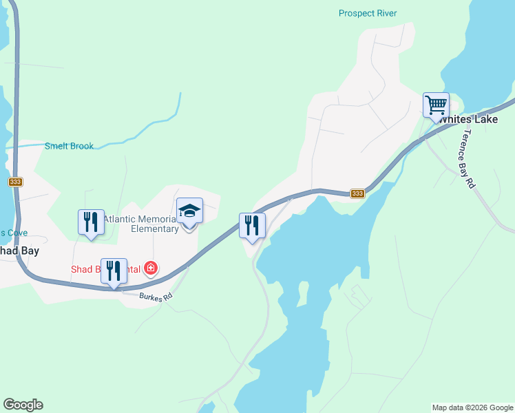 map of restaurants, bars, coffee shops, grocery stores, and more near 3525 Lighthouse Route in Shad Bay