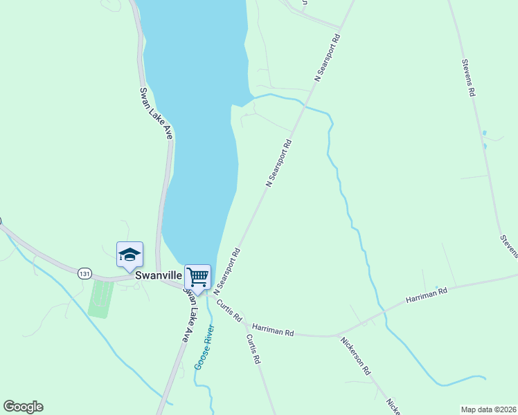 map of restaurants, bars, coffee shops, grocery stores, and more near 457 North Searsport Road in Swanville