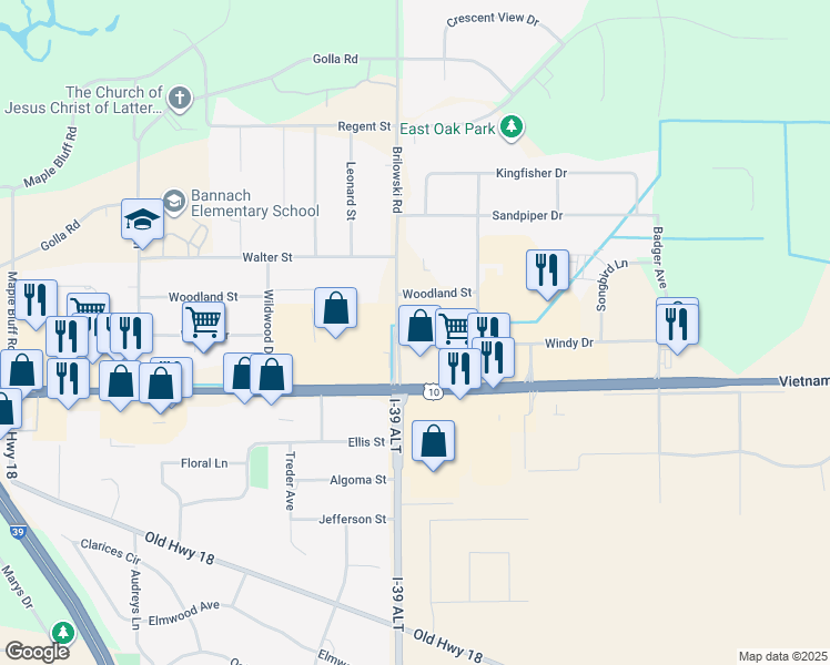 map of restaurants, bars, coffee shops, grocery stores, and more near 5620 U.S. 10 in Stevens Point