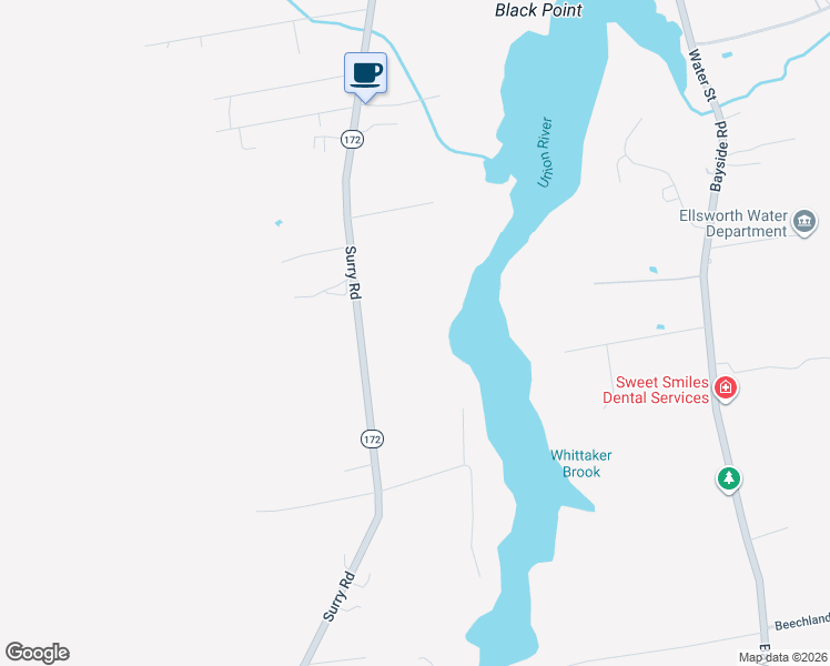 map of restaurants, bars, coffee shops, grocery stores, and more near 200 Surry Road in Ellsworth