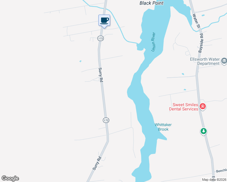 map of restaurants, bars, coffee shops, grocery stores, and more near 200 Surry Road in Ellsworth