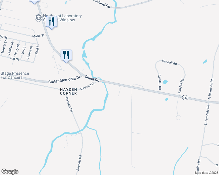 map of restaurants, bars, coffee shops, grocery stores, and more near 267 Veteran Drive in Winslow