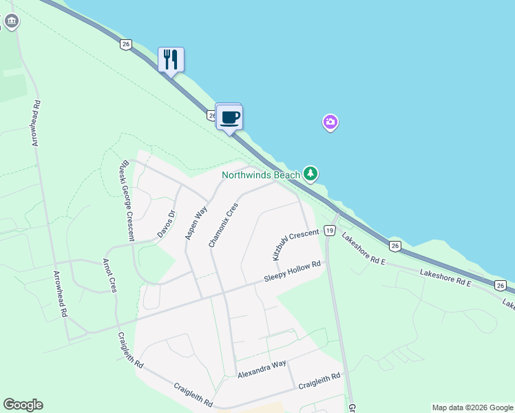map of restaurants, bars, coffee shops, grocery stores, and more near 138 Saint Moritz Crescent in The Blue Mountains