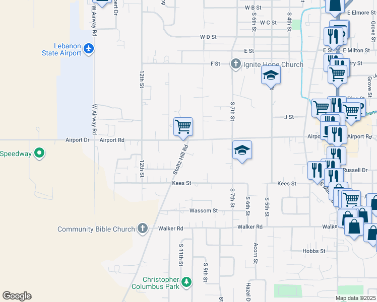 map of restaurants, bars, coffee shops, grocery stores, and more near 2045 Stoltz Hill Road in Lebanon