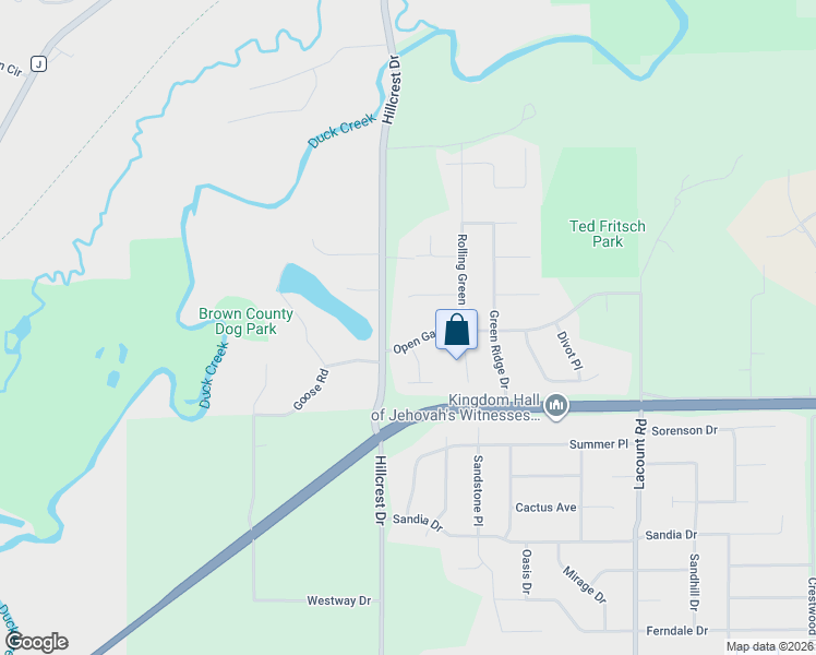 map of restaurants, bars, coffee shops, grocery stores, and more near 3170 Open Gate Trail in Green Bay