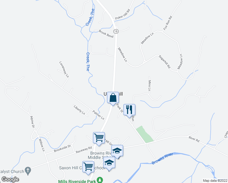 map of restaurants, bars, coffee shops, grocery stores, and more near 406 Vermont 15 in Underhill