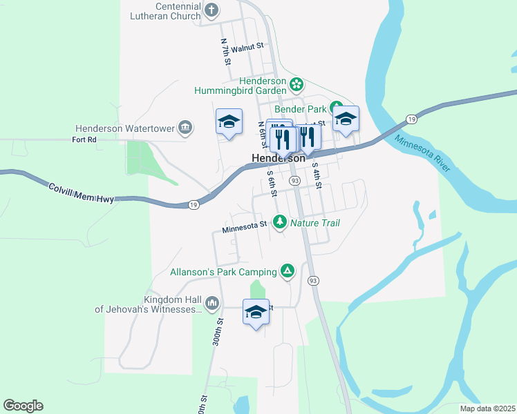 map of restaurants, bars, coffee shops, grocery stores, and more near 206 South 7th Street in Henderson
