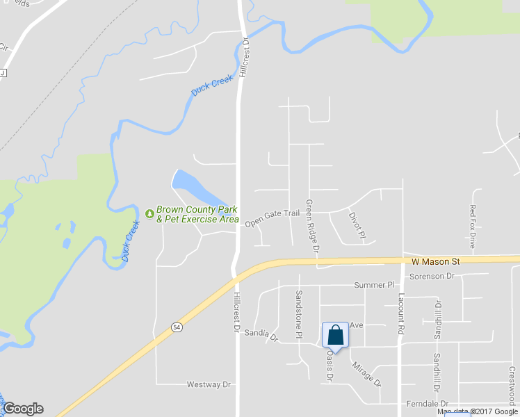 map of restaurants, bars, coffee shops, grocery stores, and more near 3170 Open Gate Trail in Green Bay