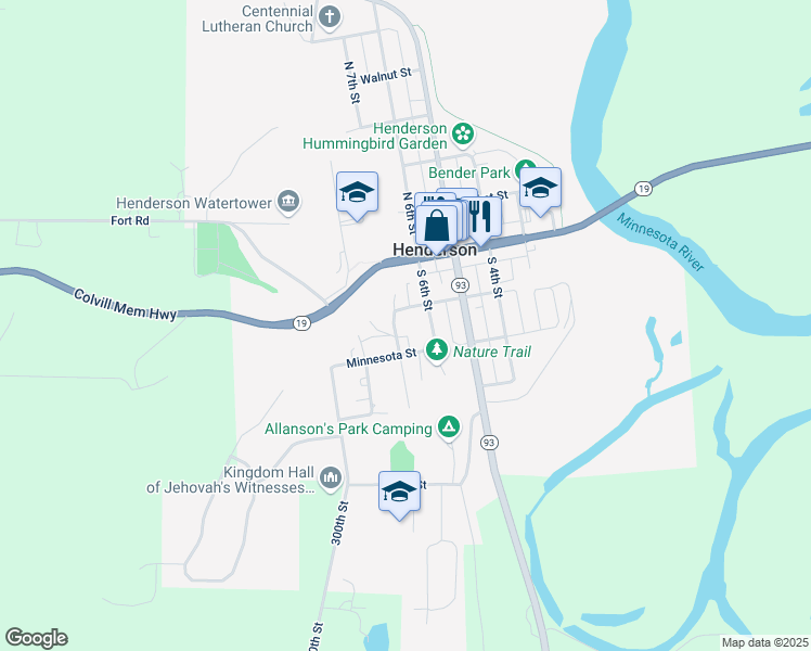 map of restaurants, bars, coffee shops, grocery stores, and more near 206 South 7th Street in Henderson