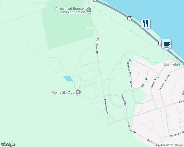 map of restaurants, bars, coffee shops, grocery stores, and more near 118 Alta Road in Grey County