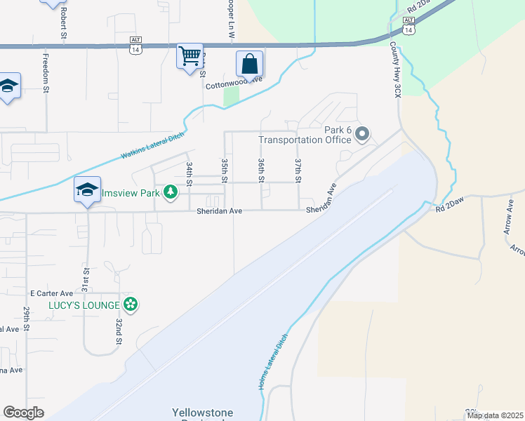 map of restaurants, bars, coffee shops, grocery stores, and more near 3164 Sheridan Avenue in Cody