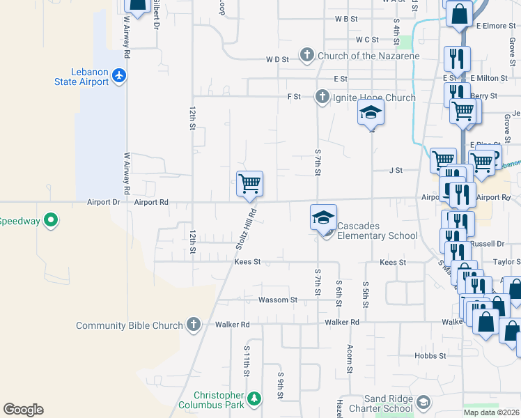 map of restaurants, bars, coffee shops, grocery stores, and more near 2045 Stoltz Hill Road in Lebanon