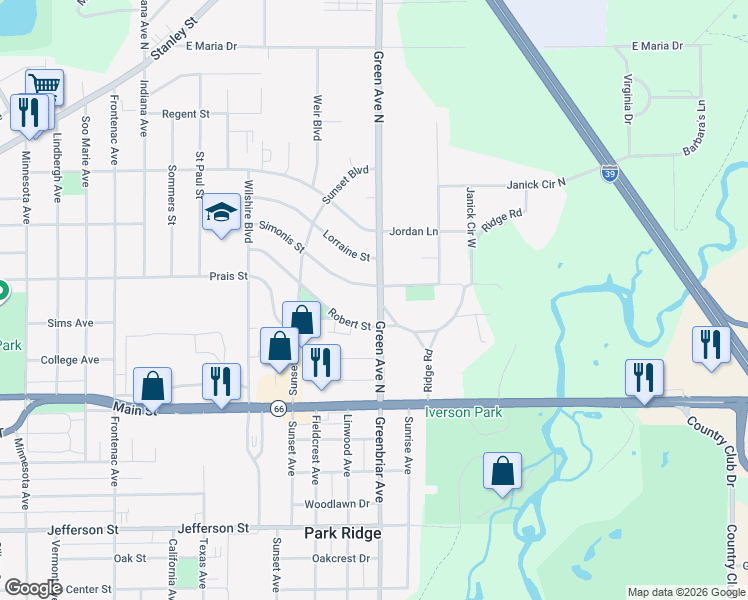map of restaurants, bars, coffee shops, grocery stores, and more near 4008 Sunset Fork in Stevens Point
