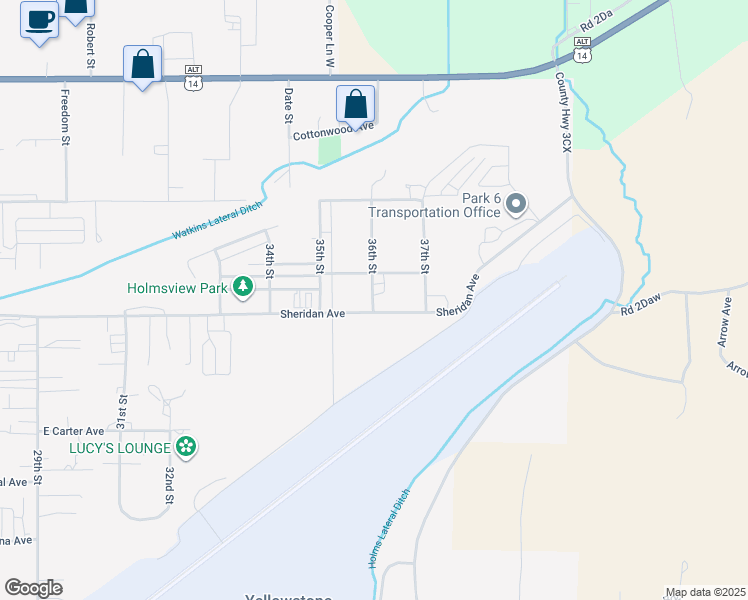 map of restaurants, bars, coffee shops, grocery stores, and more near 3164-3176 Sheridan Avenue in Cody