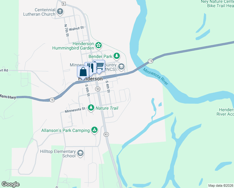 map of restaurants, bars, coffee shops, grocery stores, and more near 111 South 3rd Street in Henderson