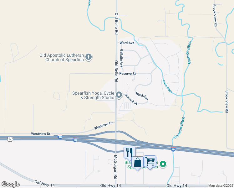 map of restaurants, bars, coffee shops, grocery stores, and more near 3817-3829 Old Bell Fourche Highway in Spearfish