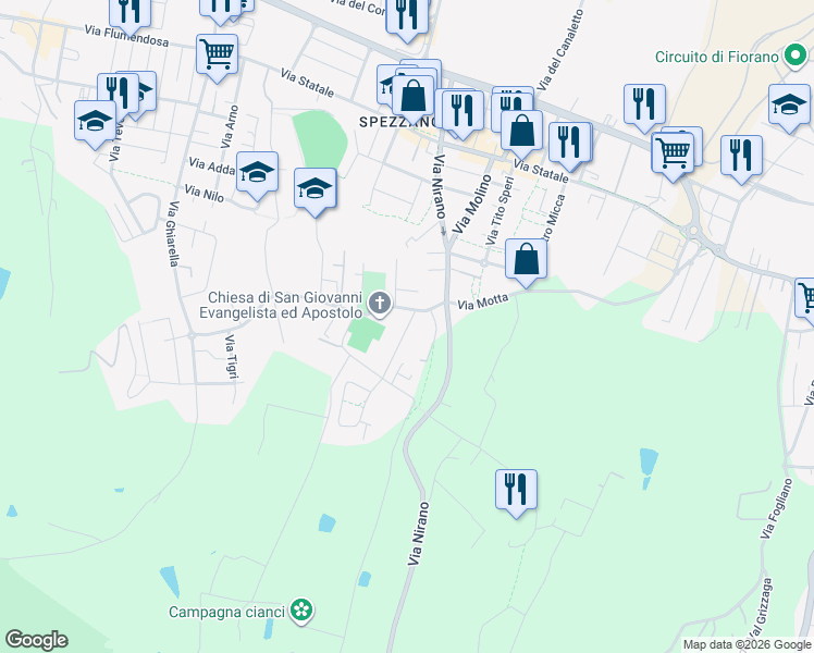 map of restaurants, bars, coffee shops, grocery stores, and more near 252 Via Ghiarella in Fiorano Modenese